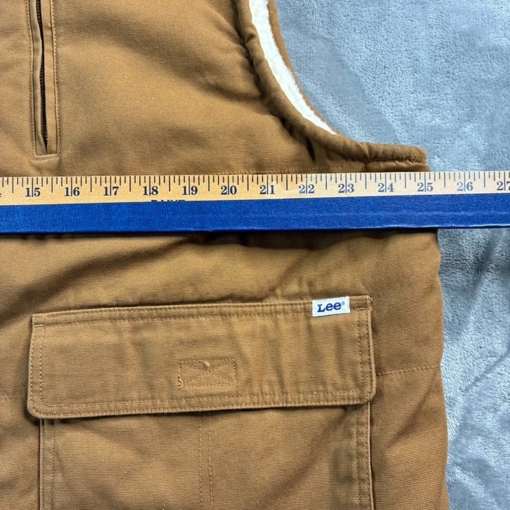 LEE Workwear Sherpa Lined Vest Full Zip Durable Canvas Men's‎ Sz XL Tobacco NWOT